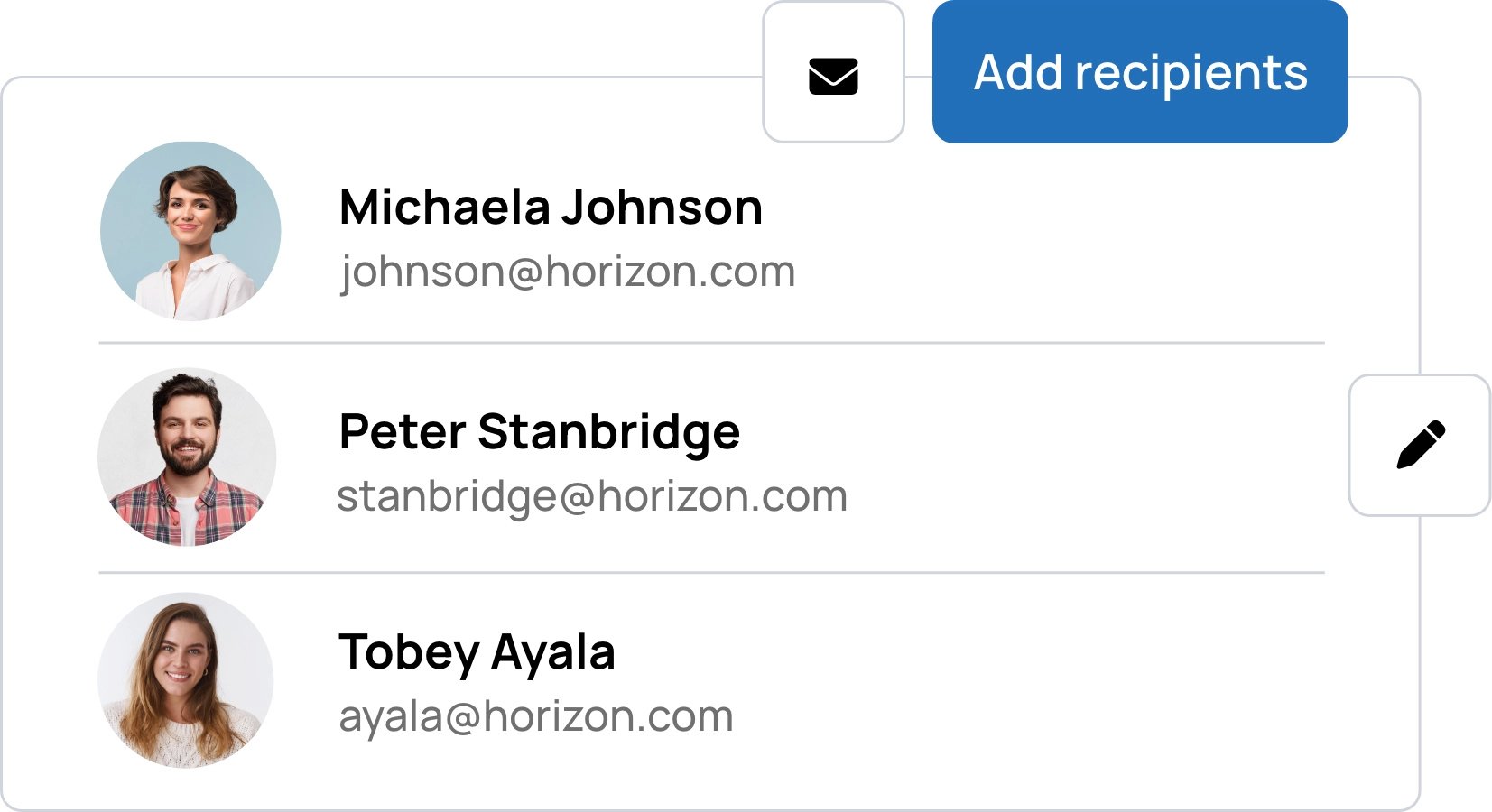 Select internal or external report recipients
